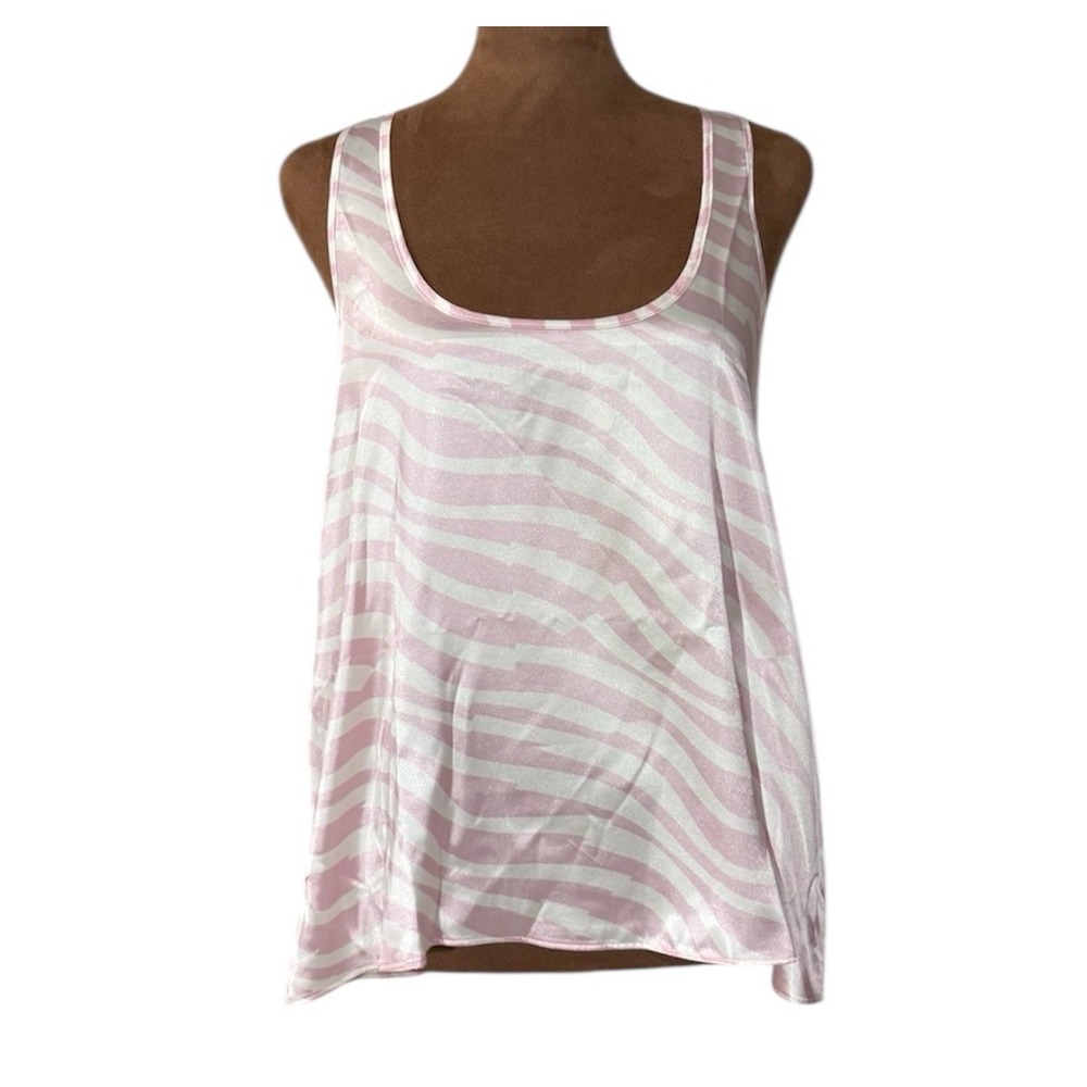VICTORIA'S SECRET Satin Racerback Tank Womens Size M Pink Zebra Top